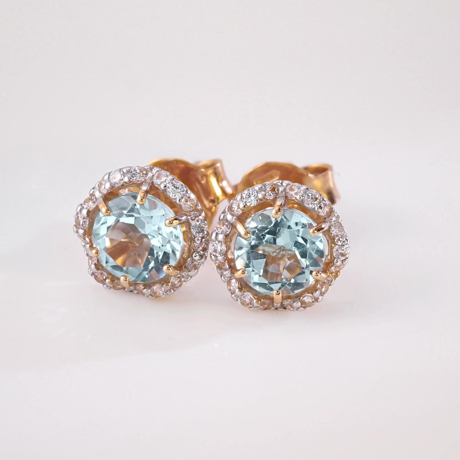 Золотые серьги с топазами Sky и фианитами