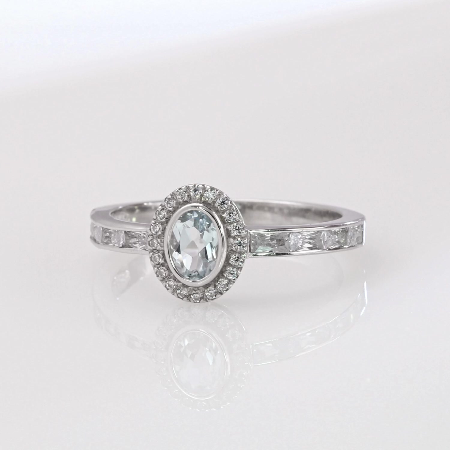 Серебряное кольцо с топазом Sky и фианитами