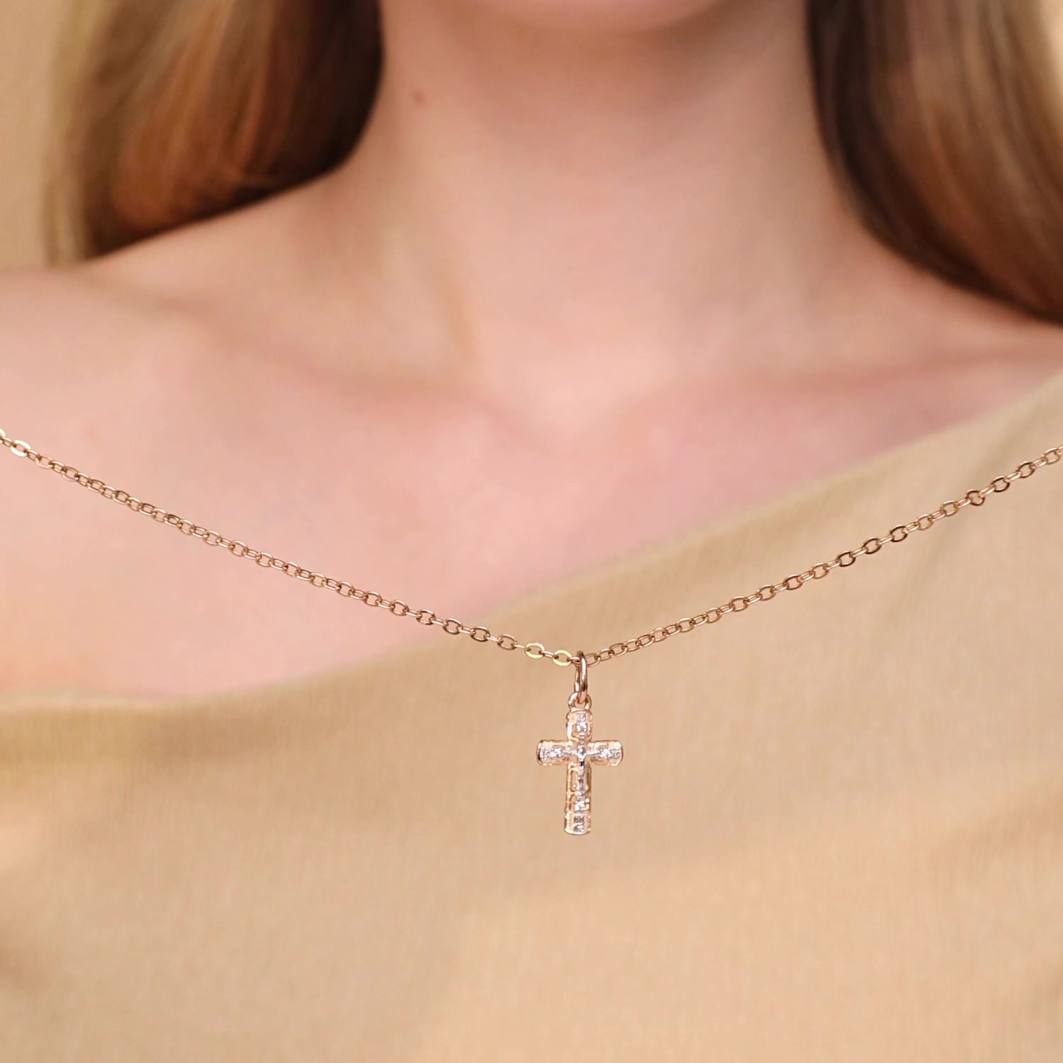 Золотой православный крест с фианитами