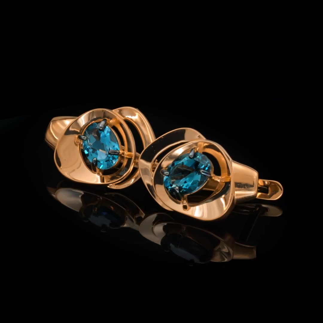 Золотые серьги с топазами London