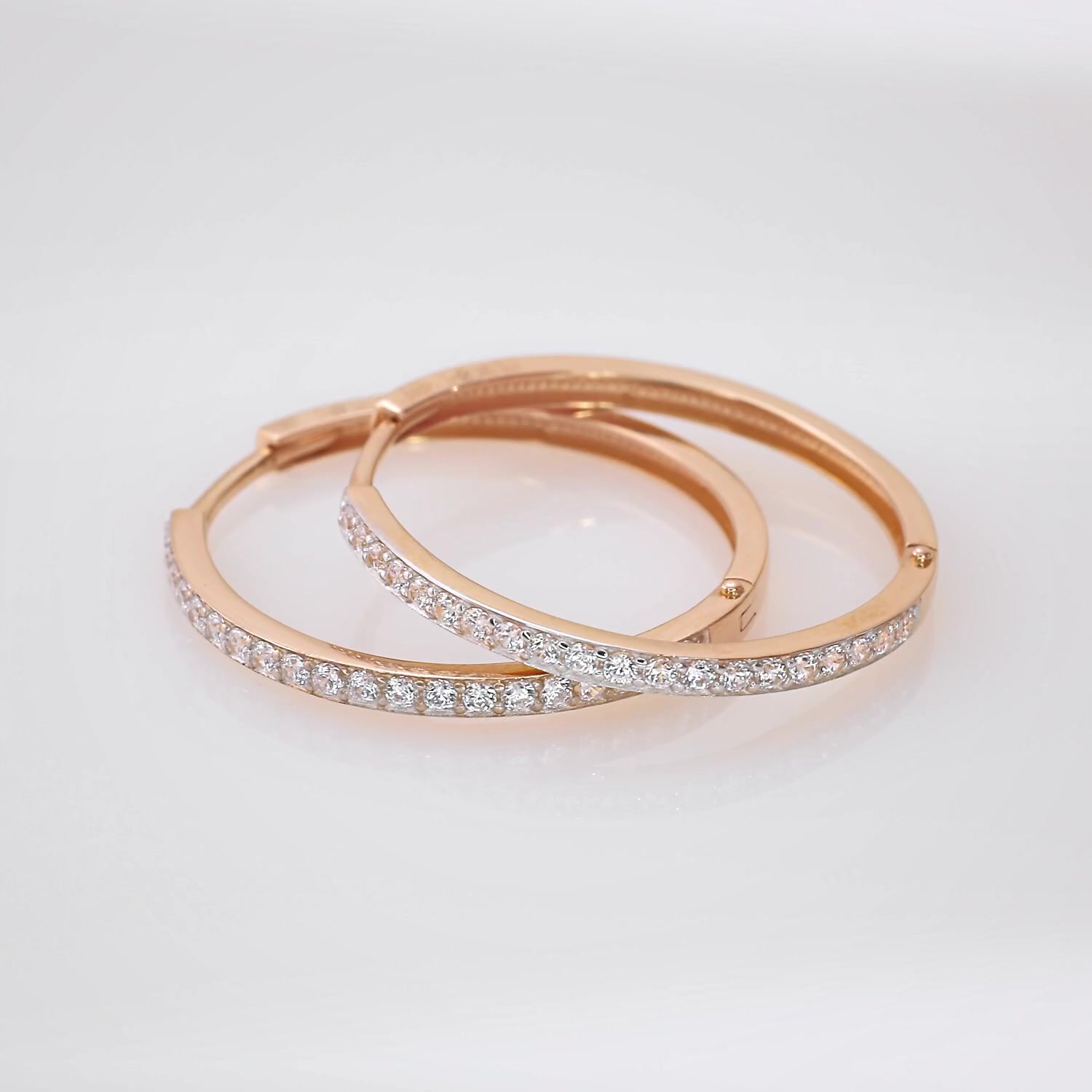 Золотые серьги-конго с фианитами