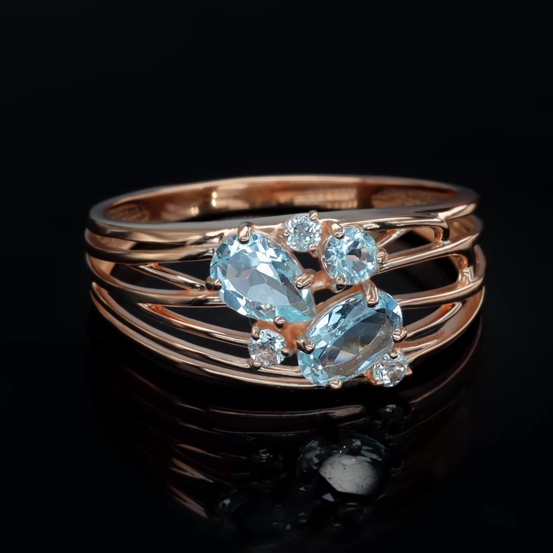 Золотое кольцо с топазами Sky