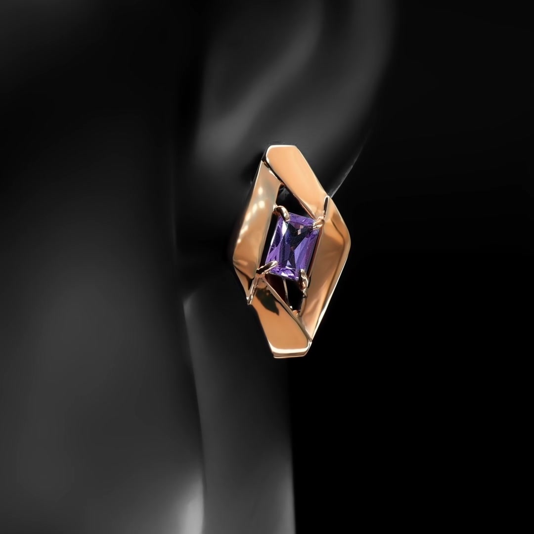 Золотые серьги с аметистами