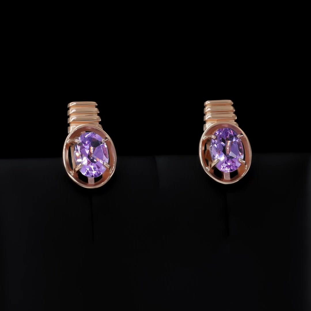 Золотые серьги с аметистами