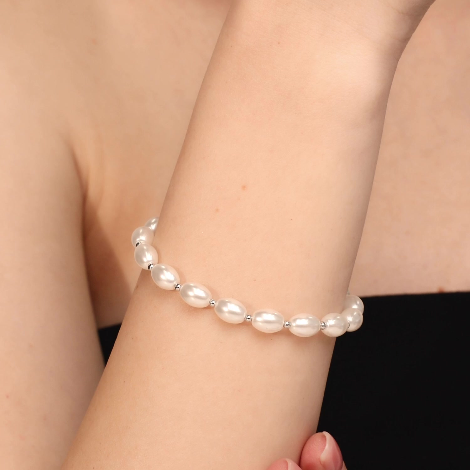 Серебряный браслет с жемчугом