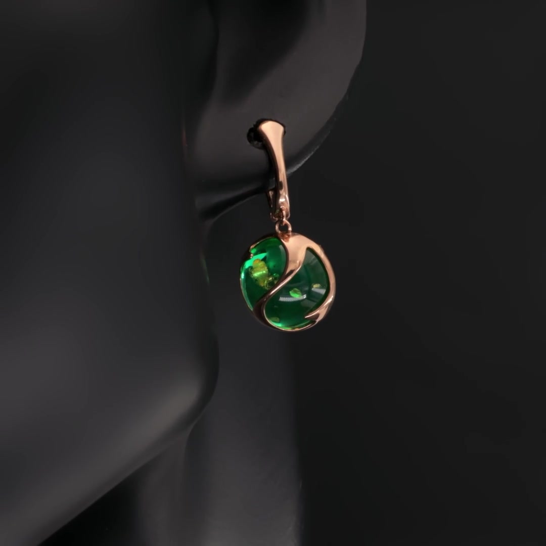 Золотые серьги с янтарем