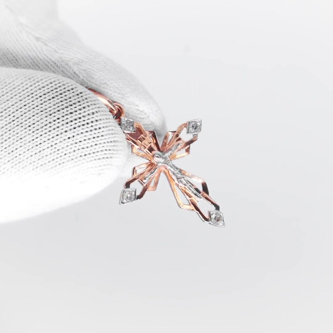 Золотой православный крест с бриллиантами