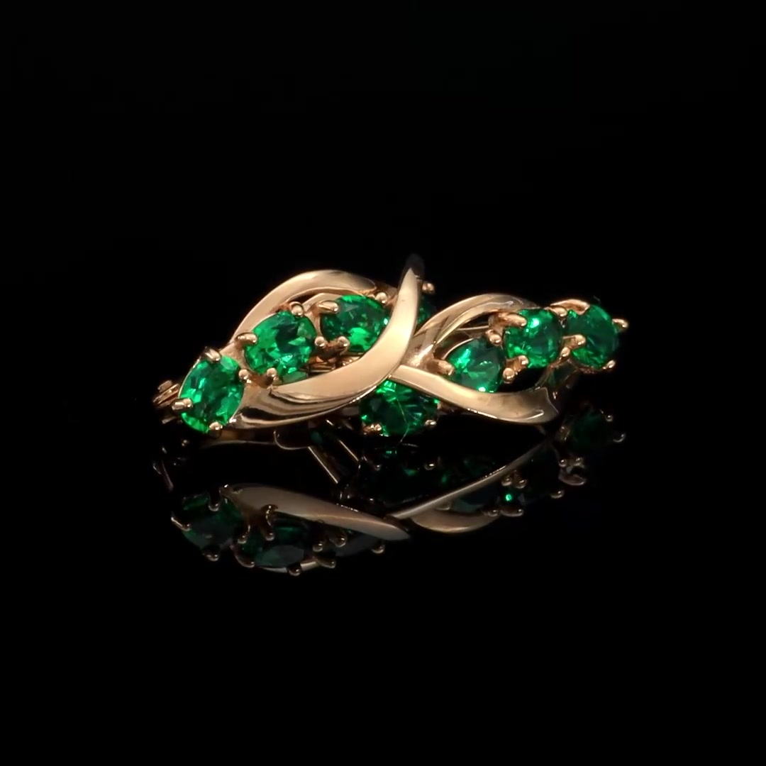 Золотые серьги с изумрудами выращенными