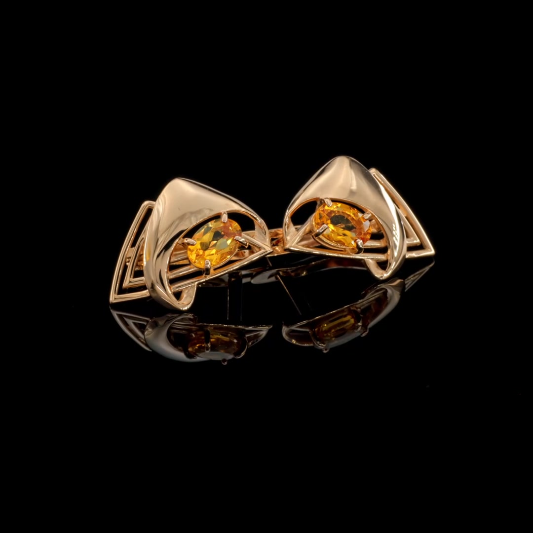 Золотые серьги с цитринами