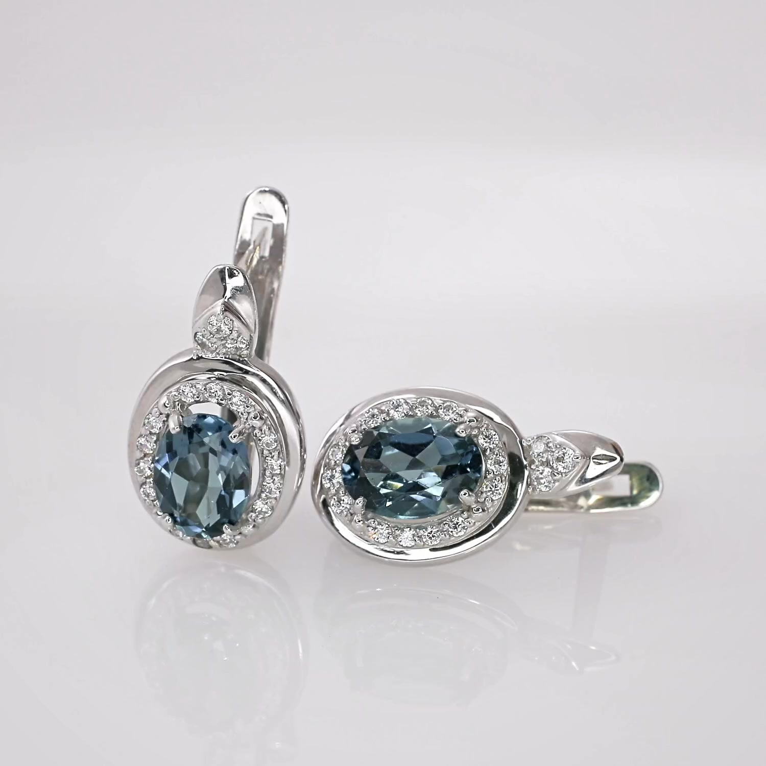 Золотые серьги с топазами London и фианитами