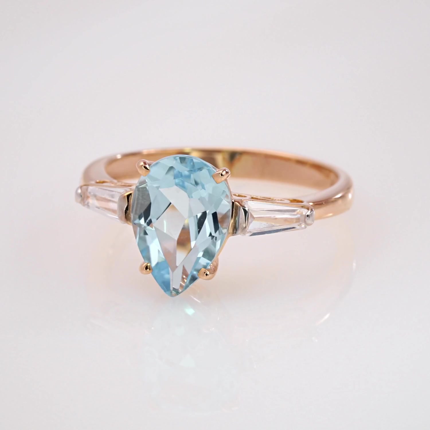 Золотое кольцо с топазом Sky и фианитами