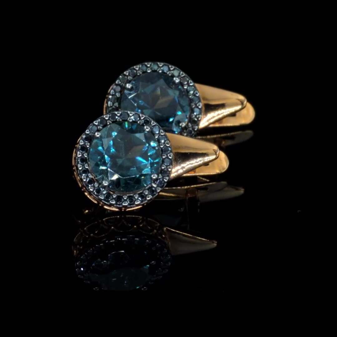 Золотые серьги с топазами London и фианитами