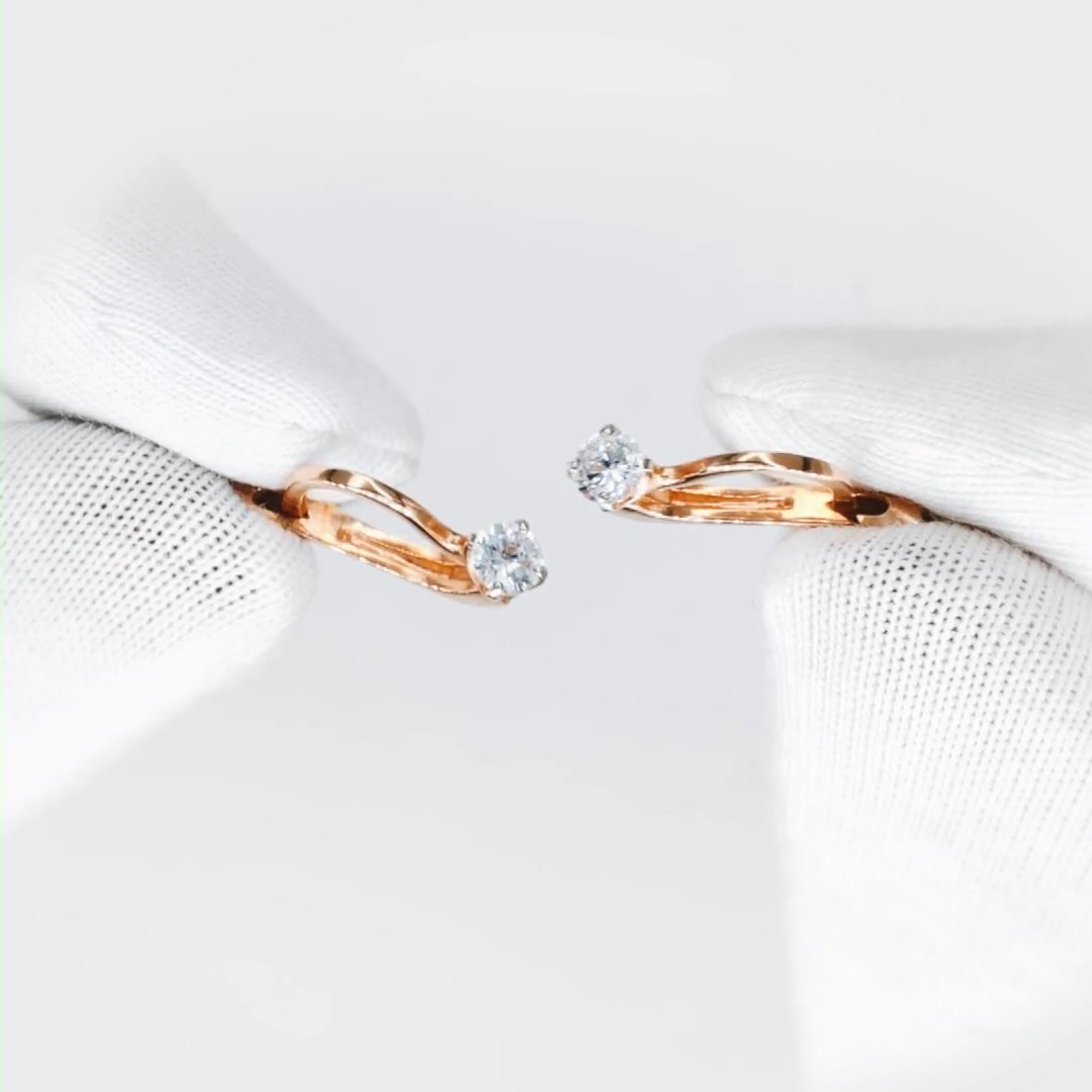 Золотые серьги с фианитами