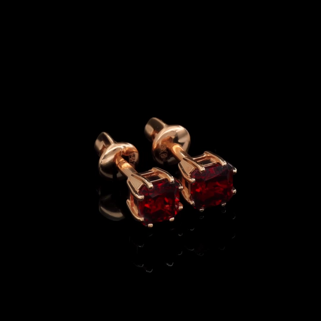 Золотые серьги с гранатом