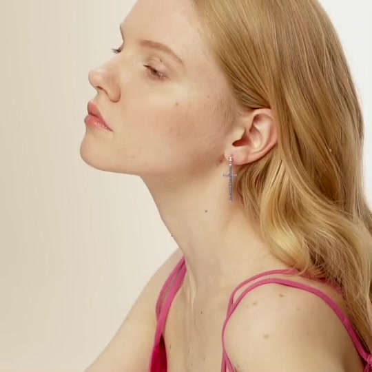 Серьги-пусеты SOKOLOV Крестик из серебра с фианитами