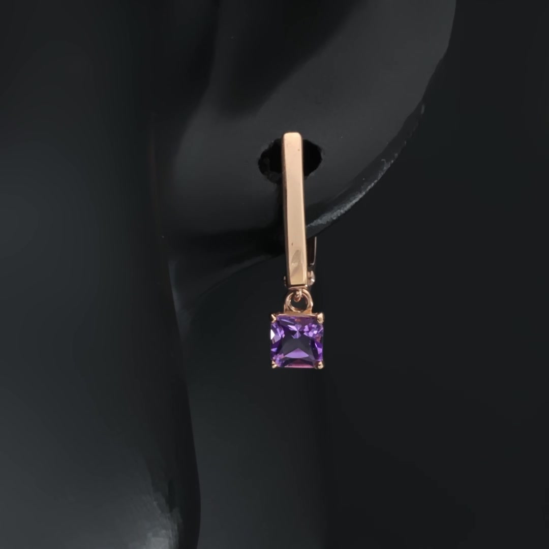 Золотые серьги с аметистами