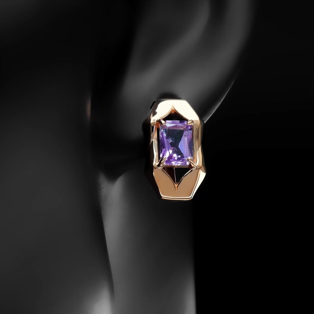 Золотые серьги с аметистами