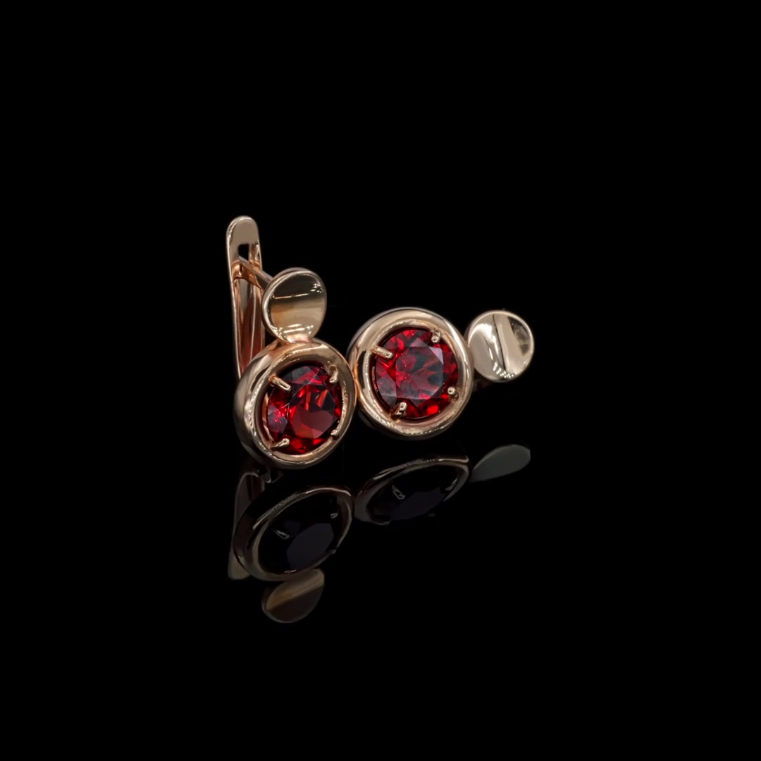 Золотые серьги с гранатом