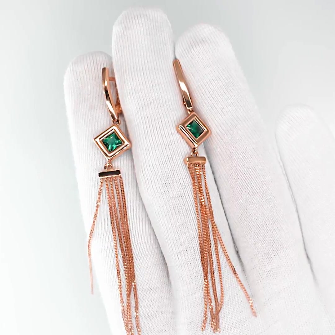 Золотые серьги с имитацией кварца