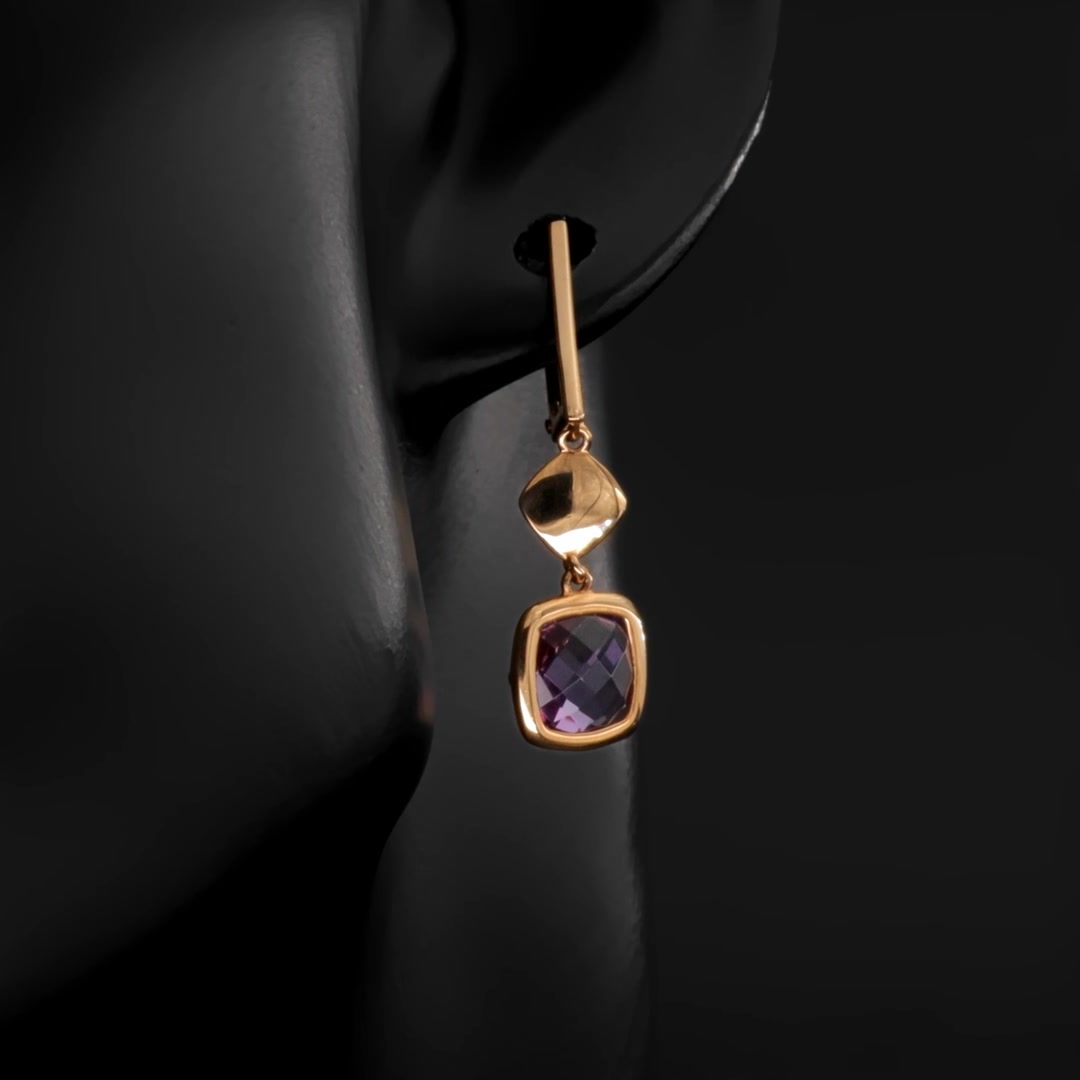 Золотые серьги с аметистами