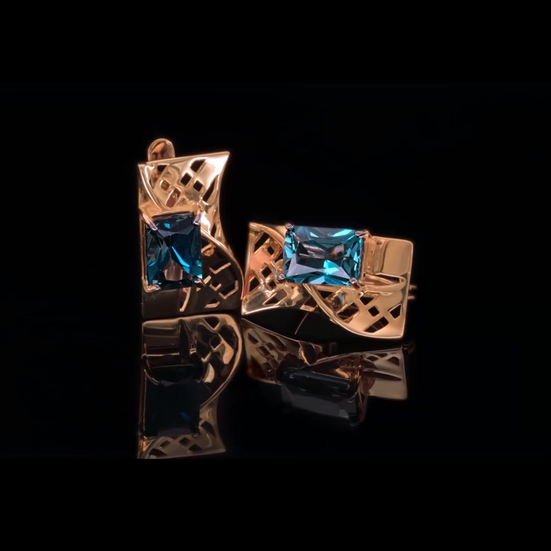 Золотые серьги с топазами London