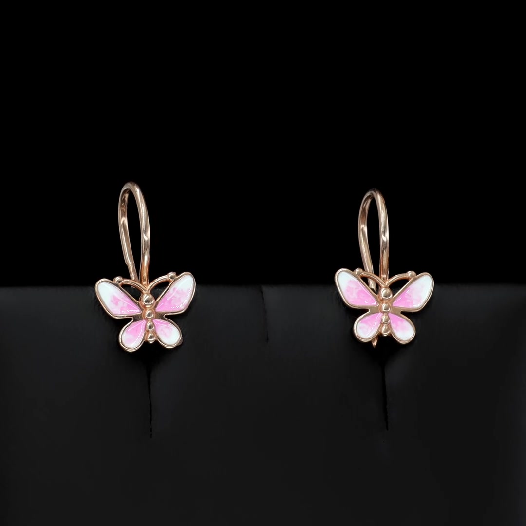 Золотые  серьги с эмалью