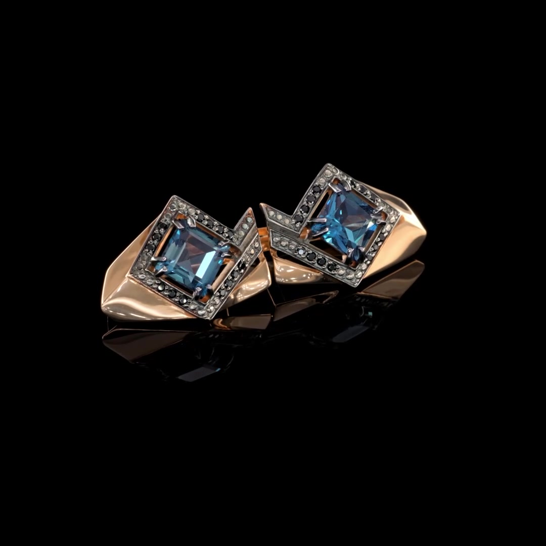 Золотые серьги с топазами London и фианитами