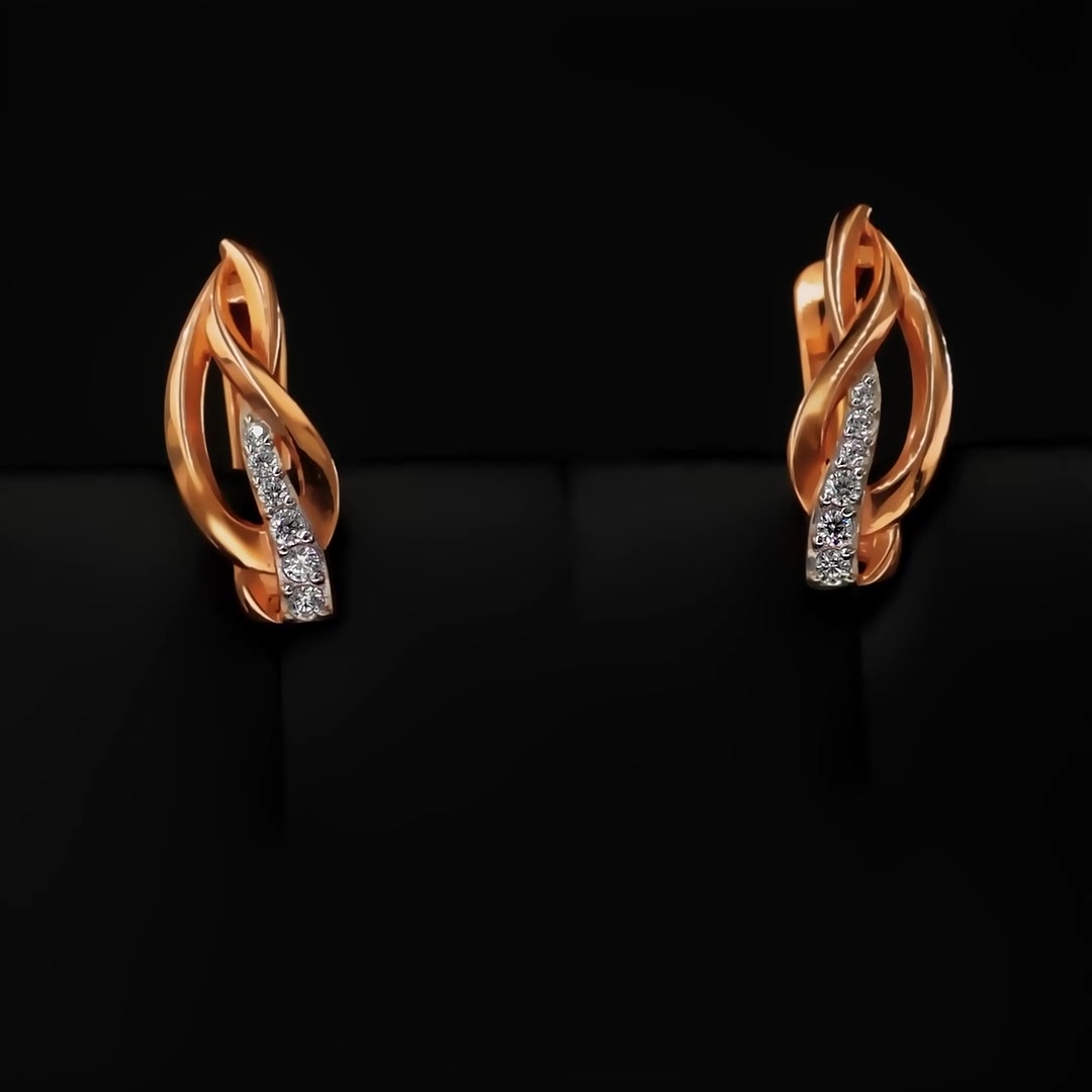 Золотые серьги с фианитами