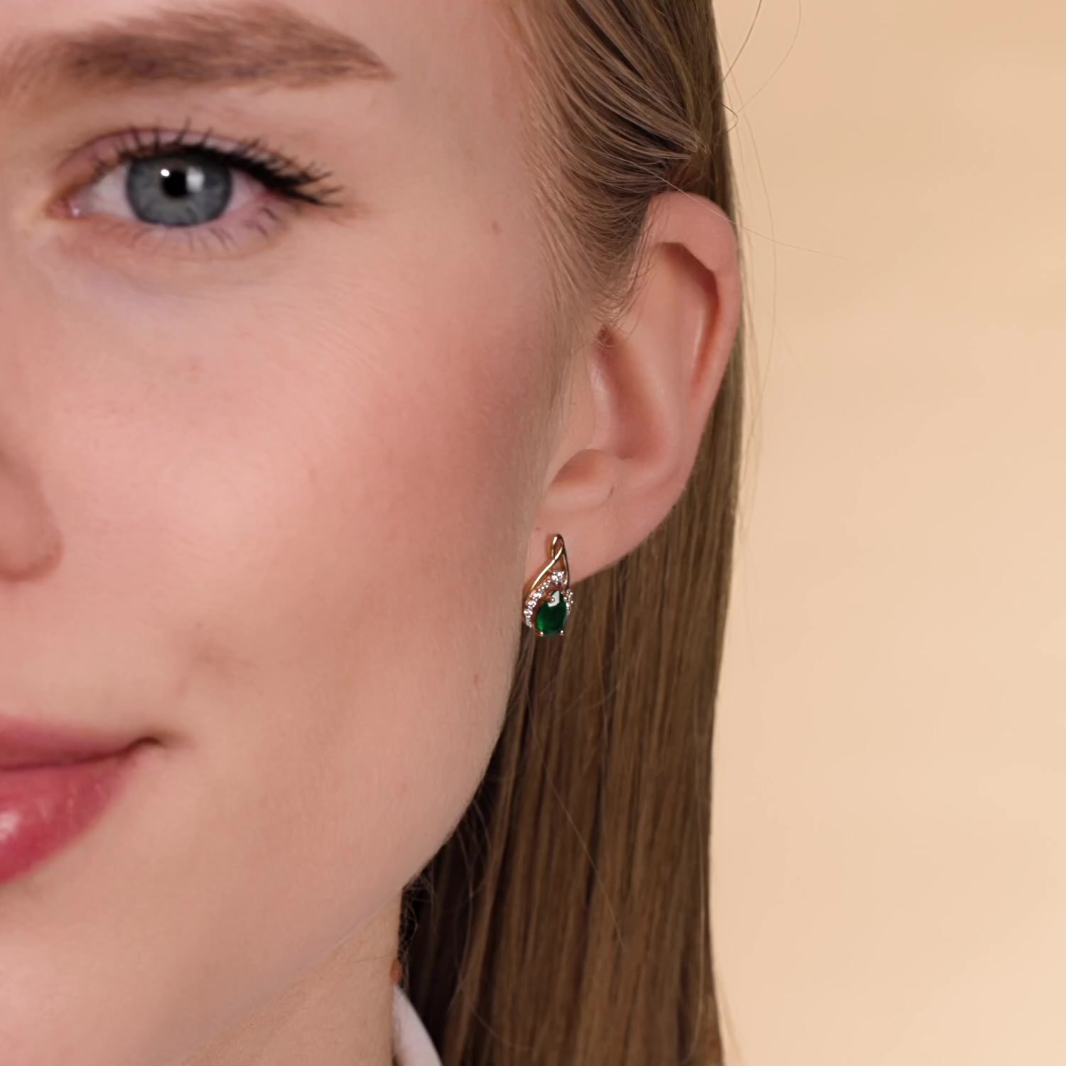 Золотые серьги с агатами и фианитами