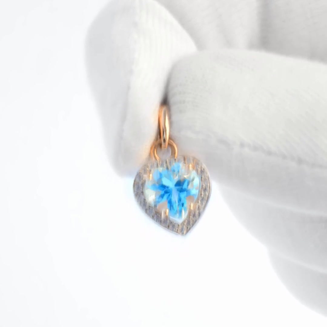 Золотая подвеска с топазом Sky и фианитами