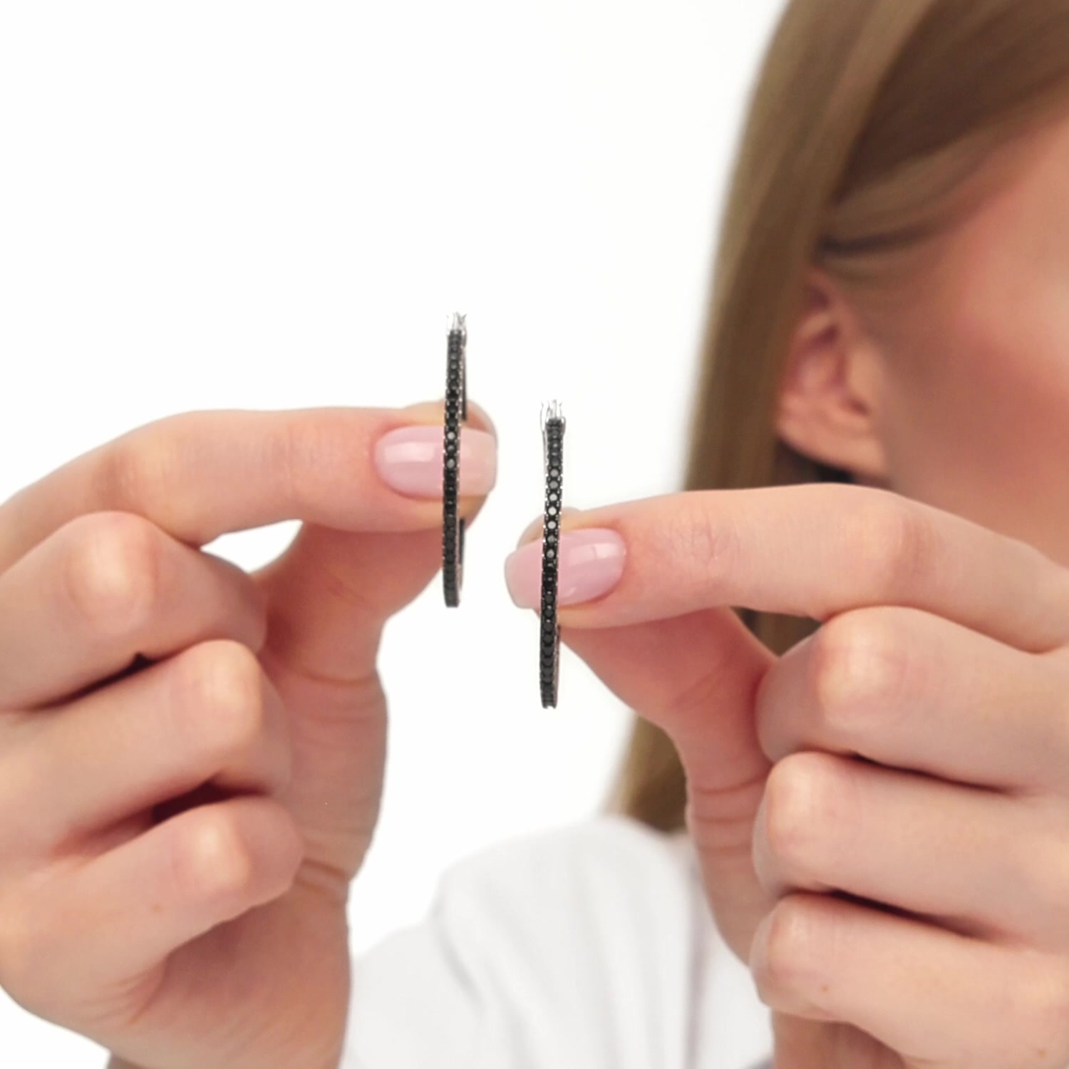 Серебряные серьги-конго с фианитами