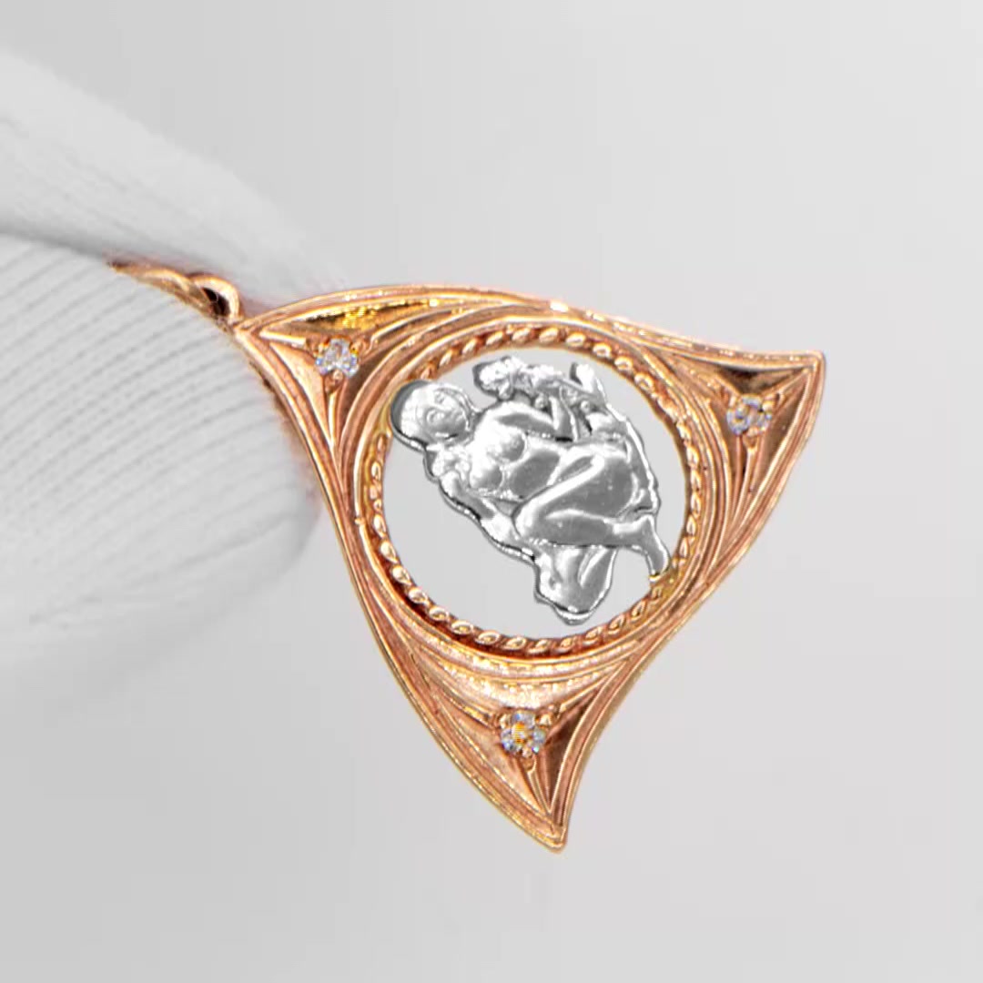 Золотая подвеска с фианитами «Знак зодиака Дева»