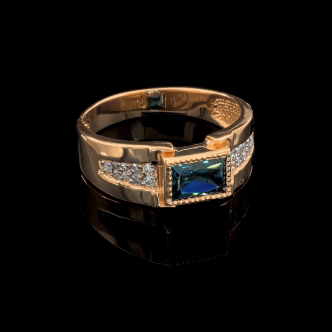 Золотая печатка с топазом London и бриллиантами