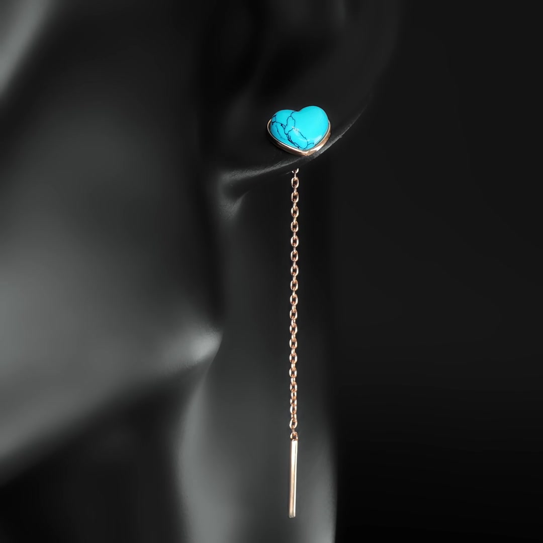 Золотые серьги с бирюзой