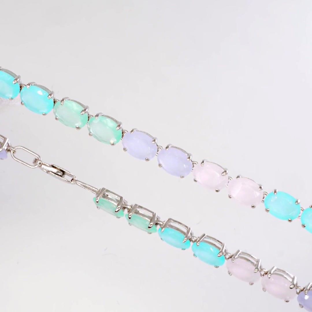 Серебряный браслет с ювелирными кристаллами и родированием