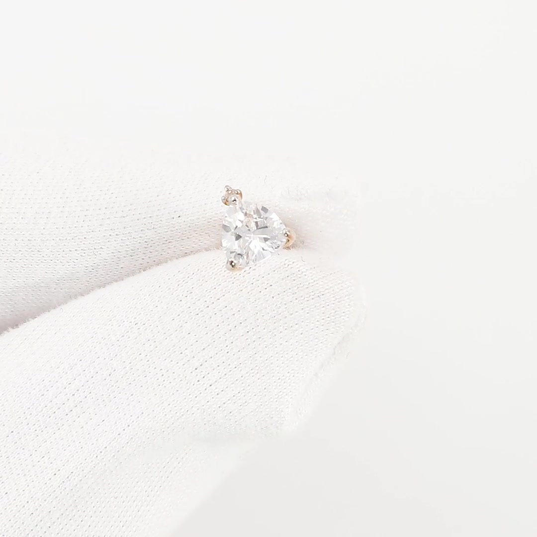 Золотая серьга с фианитом и бриллиантом