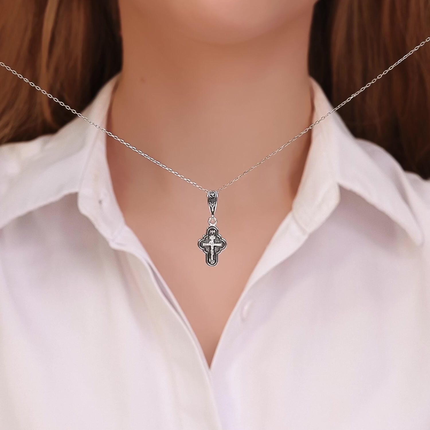 Серебряный православный крест