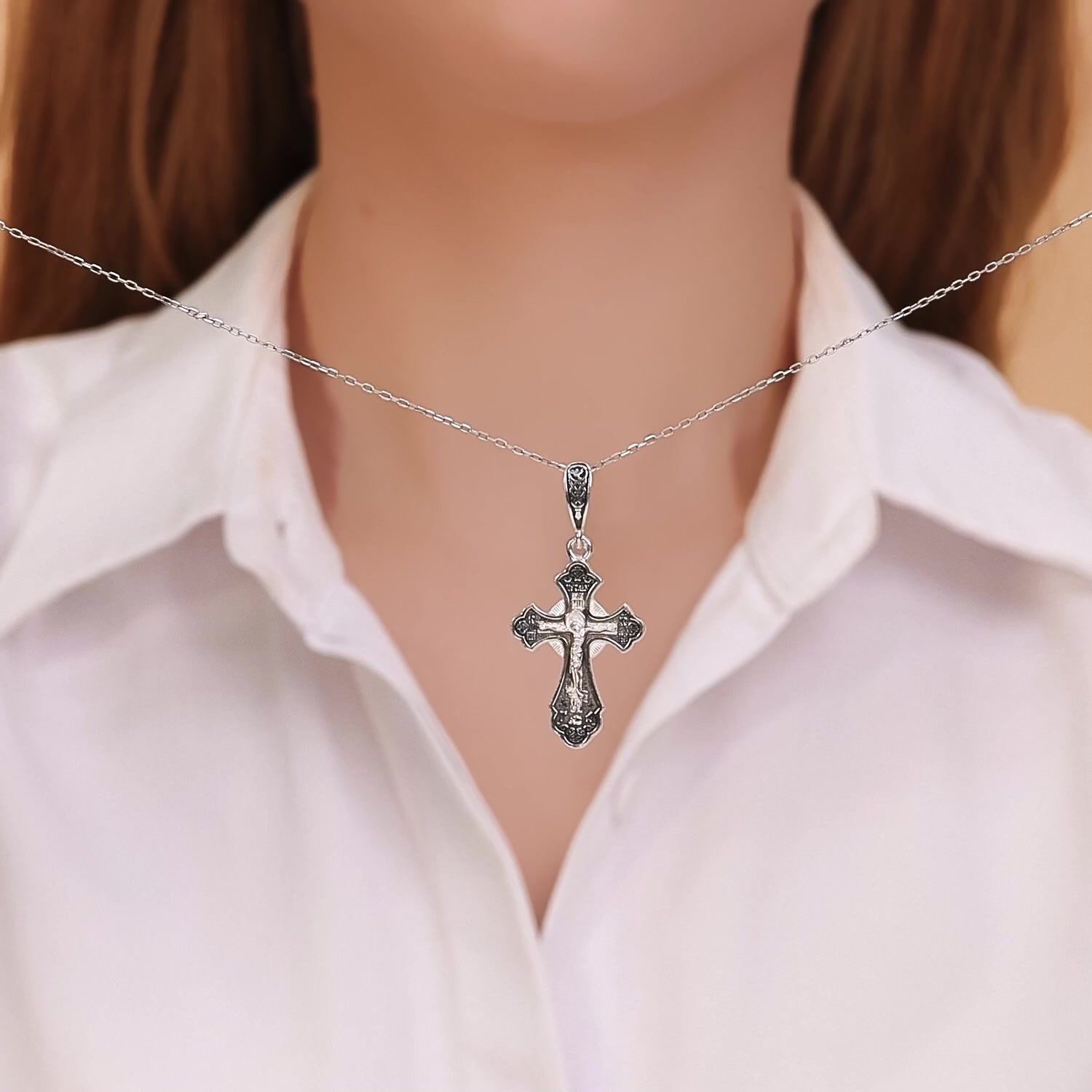 Серебряный православный крест