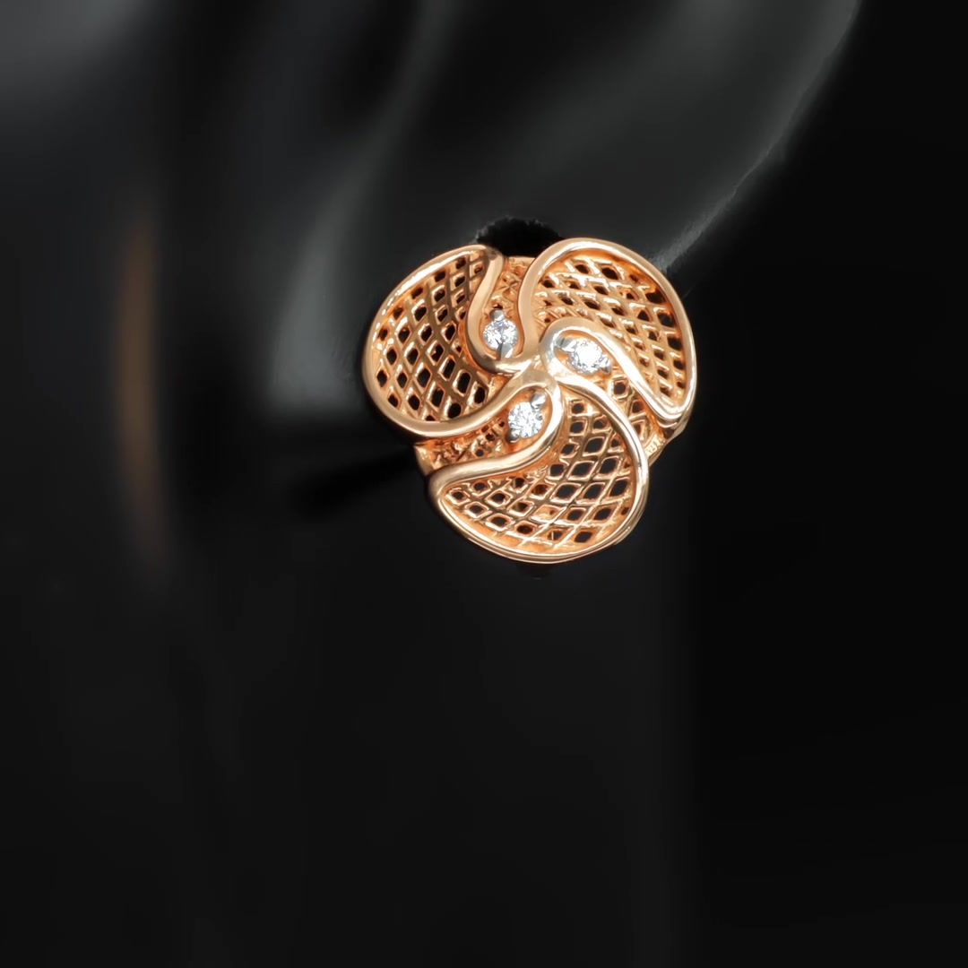 Золотые серьги с фианитами