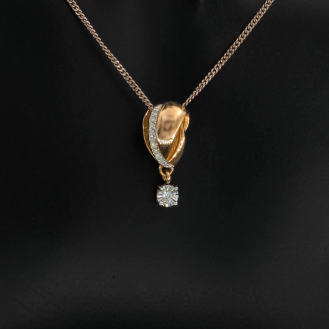 Золотая подвеска с бриллиантами и алмазной гранью