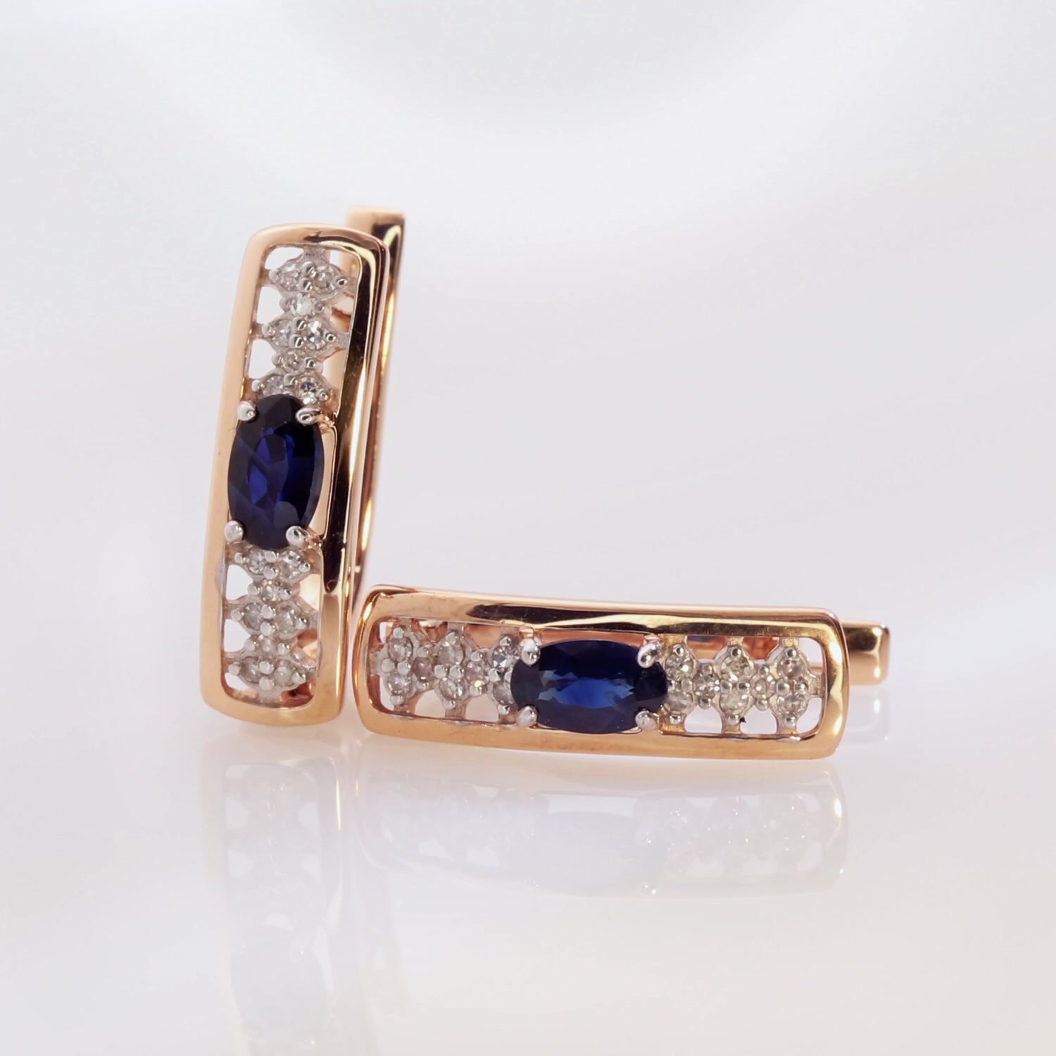 Золотые серьги с сапфирами и бриллиантами