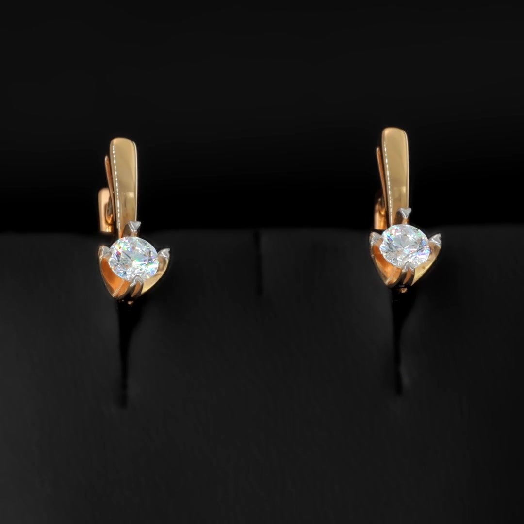 Золотые серьги с кристаллом Swarovski