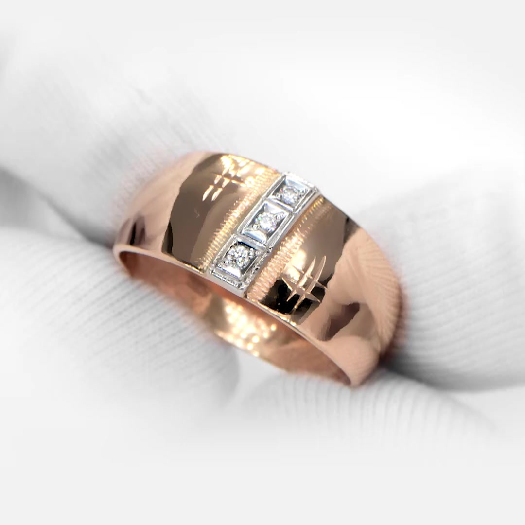 Золотое обручальное кольцо с бриллиантами