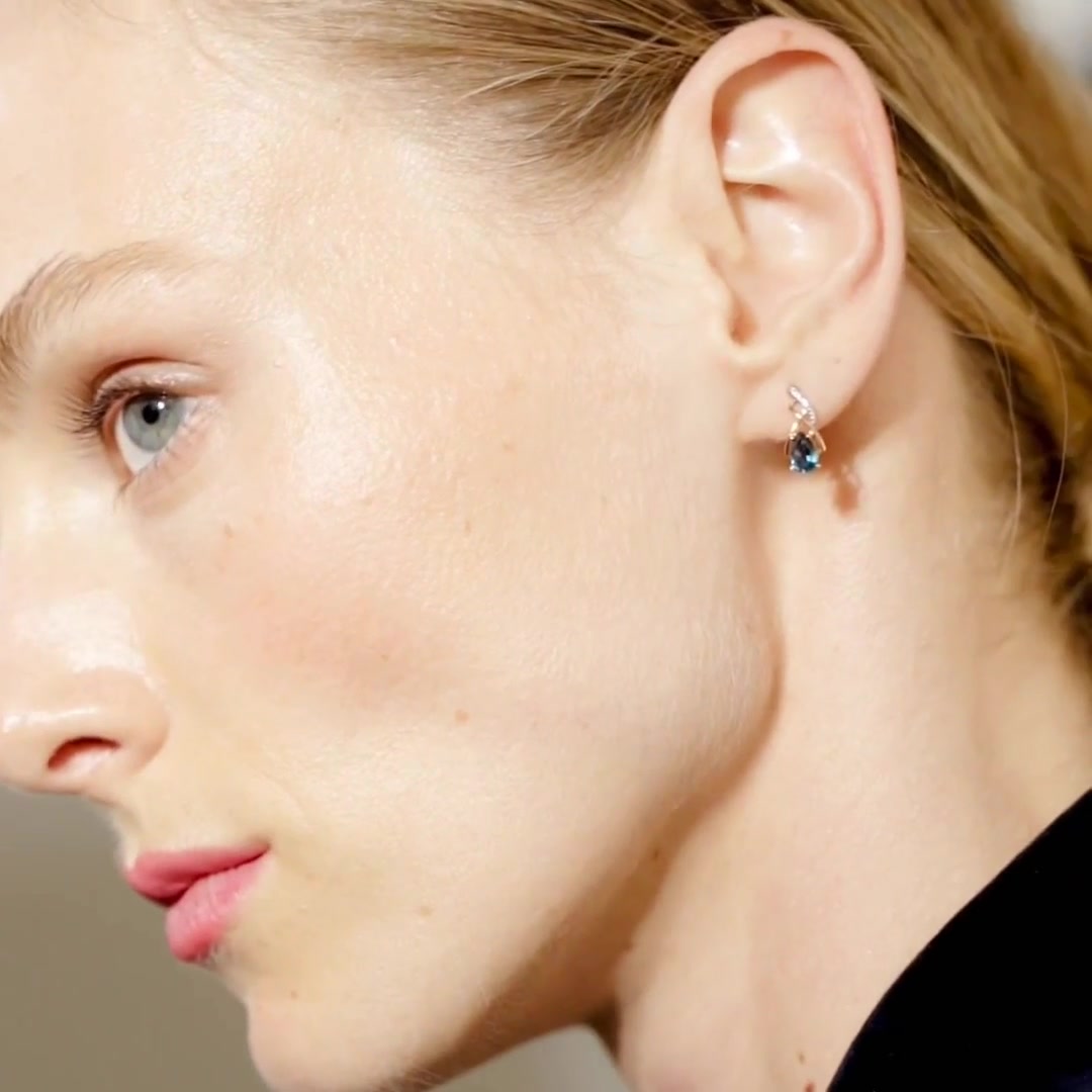 Золотые серьги с топазами London и фианитами