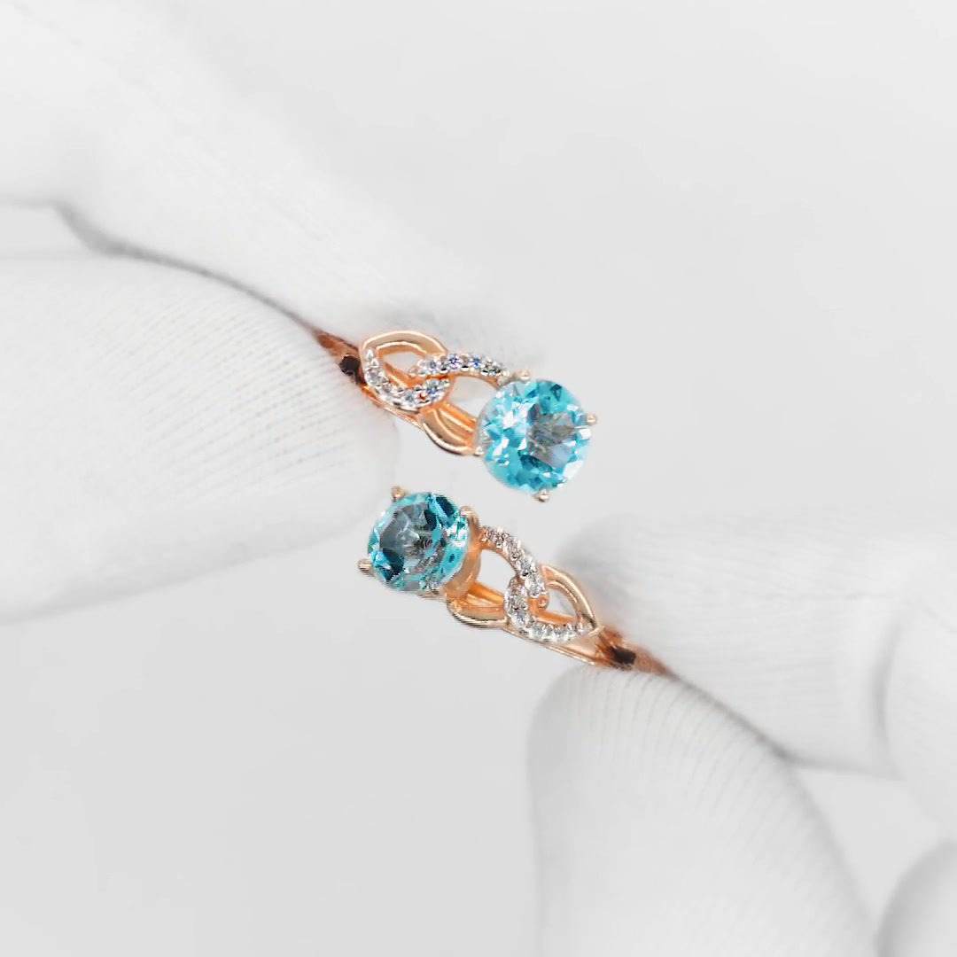 Золотые серьги с топазами Sky и фианитами