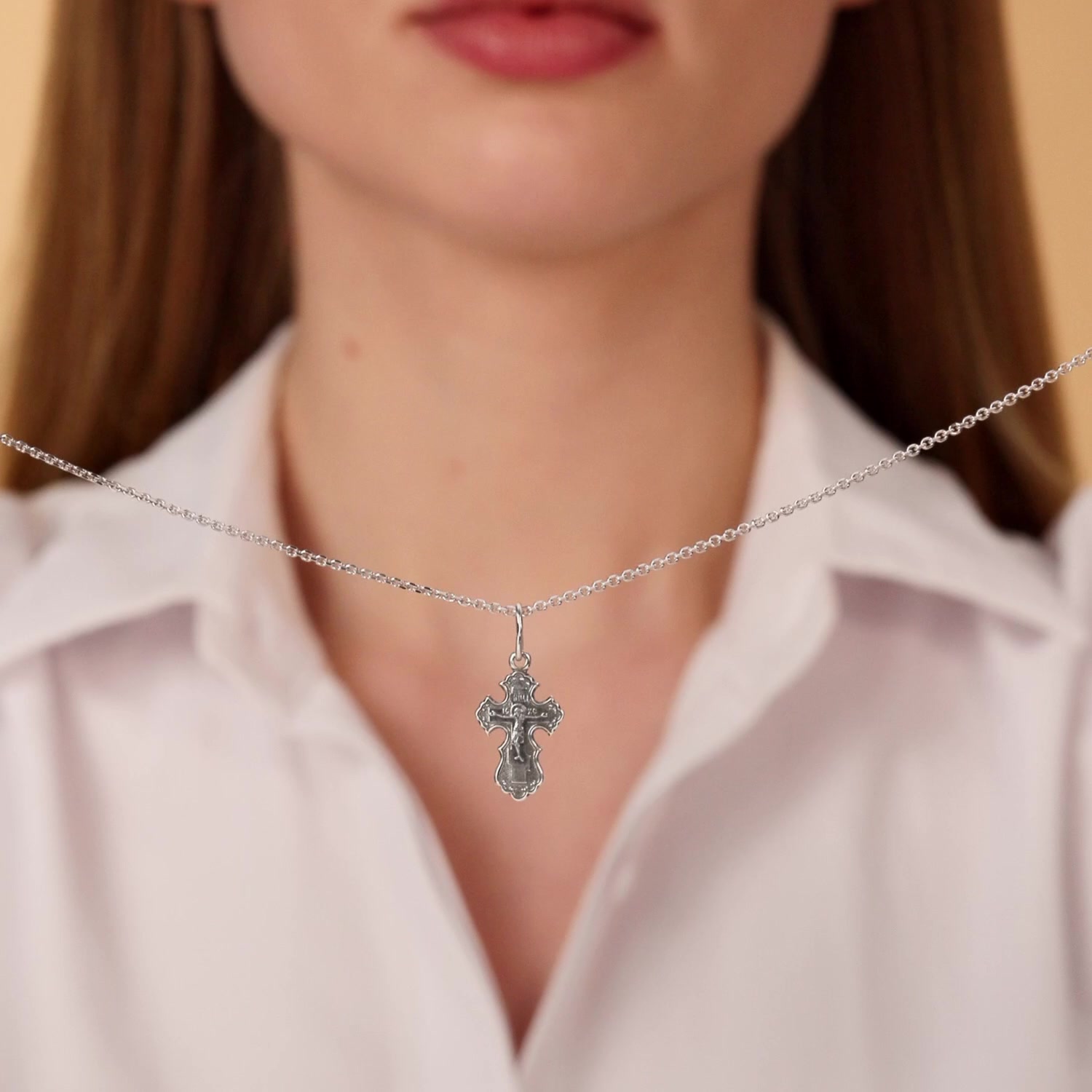 Серебряный православный крест