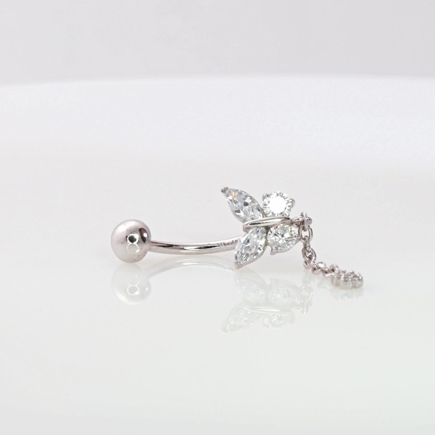 Серебряный пирсинг с фианитами