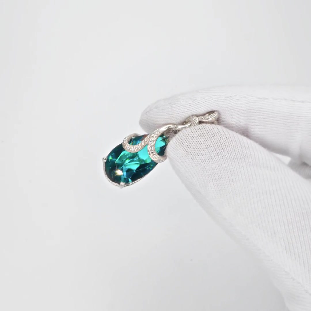 Серебряная подвеска с топазом London и фианитами