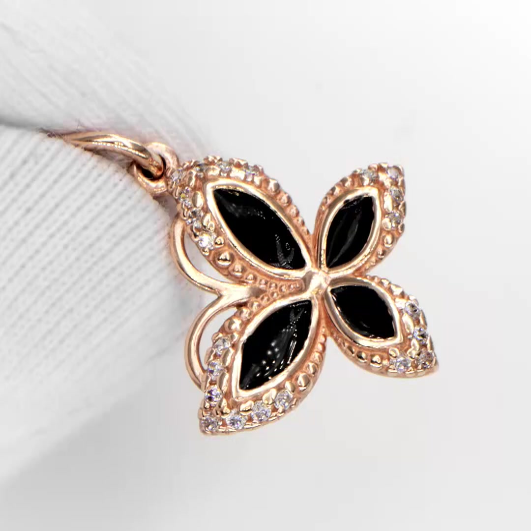 Золотая подвеска с эмалью и фианитами