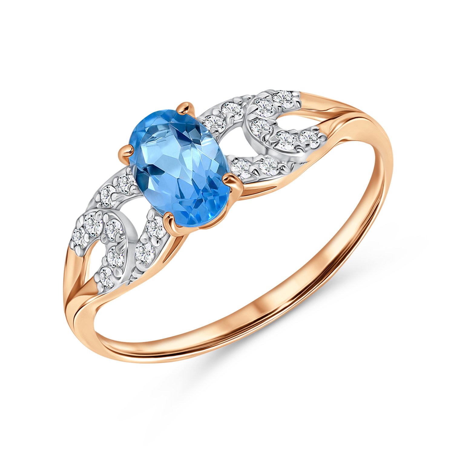 Фото «Золотое кольцо с топазом Swiss и бриллиантами»